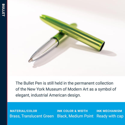 Space Pen  | Aurora Borealis Lime Green Bullet Pen, Pressurized Ballpoint Pen, Compact, Writes Upside Down, Extreme Temperatures, Black Ink, Medium Point, Pocket Clip, Gift Box, Made in USA