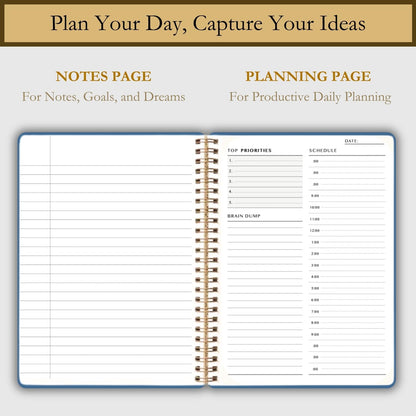 Undated Daily Planner - Time Blocking Planner & ADHD Planner. to Do List, Hourly Schedule, Daily and Monthly Agenda. Time Management & Productivity Planner. Spiral Hardcover Notebook. A4.