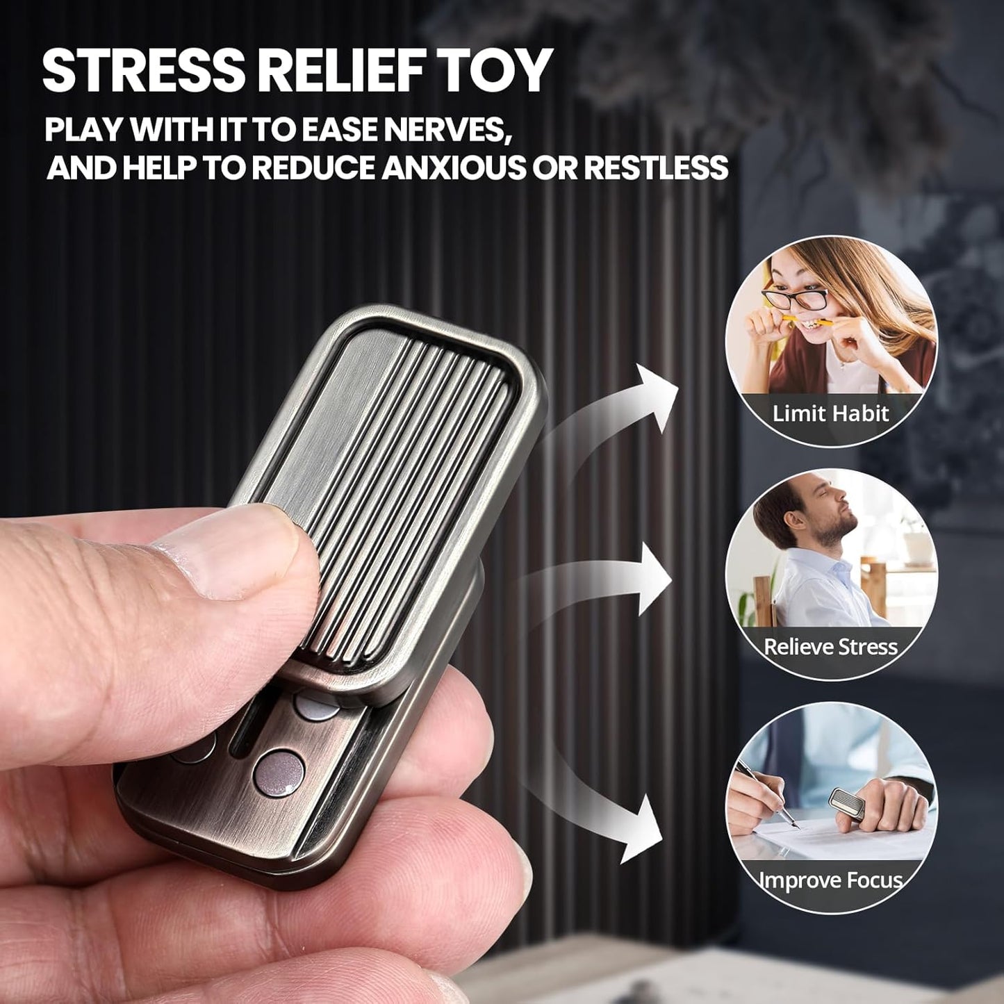 EDC Metal Fidget Slider - Fidget Toys Adults, Magnetic Fidgets for ADHD & Autism, Magnet Toys for Stress Relief Gifts