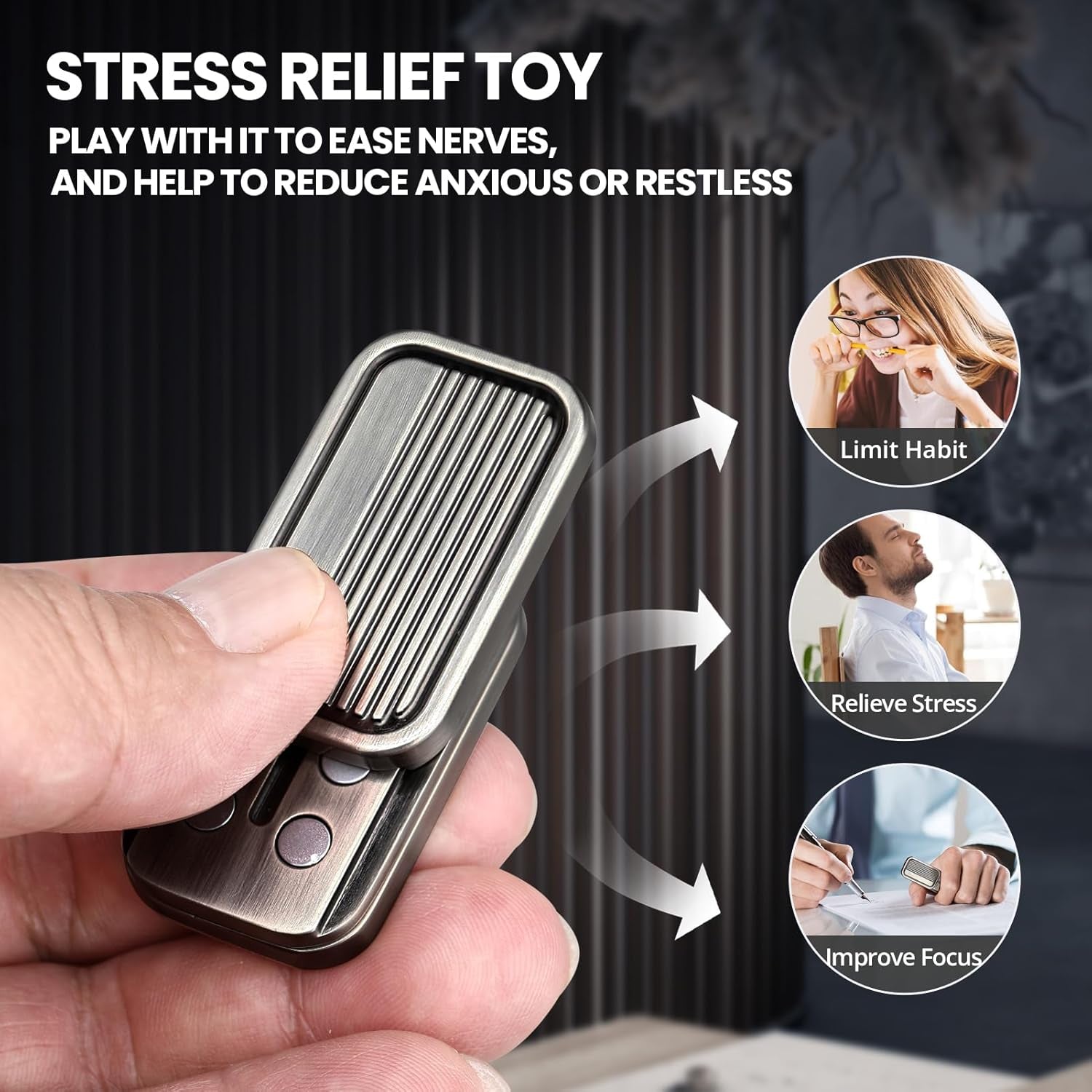 EDC Metal Fidget Slider - Fidget Toys Adults, Magnetic Fidgets for ADHD & Autism, Magnet Toys for Stress Relief Gifts