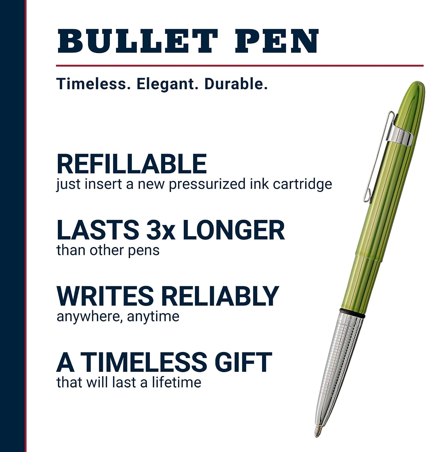 Space Pen  | Aurora Borealis Lime Green Bullet Pen, Pressurized Ballpoint Pen, Compact, Writes Upside Down, Extreme Temperatures, Black Ink, Medium Point, Pocket Clip, Gift Box, Made in USA