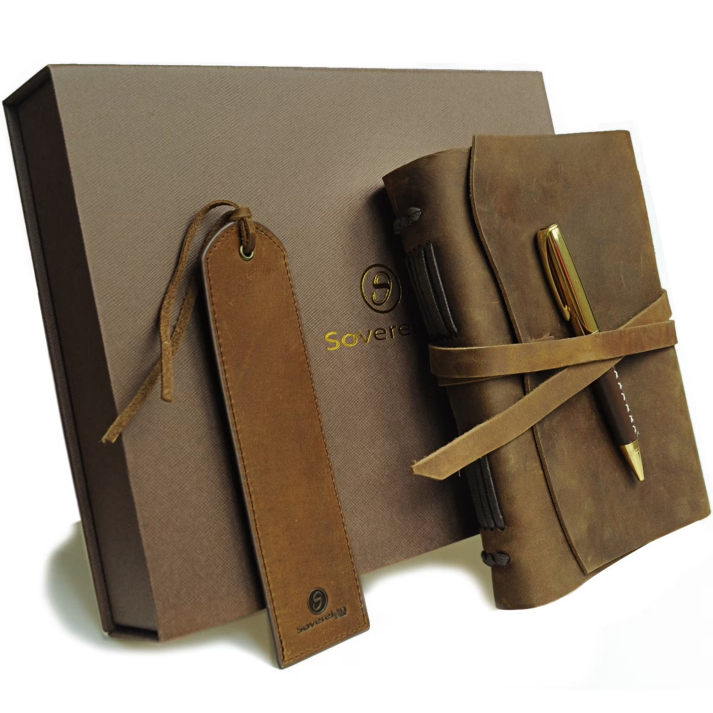 Leather Bound Journal for Men and Women, Handmade Gift Set with Genuine Leather Bookmark and Stylish Pen, Vintage and Classic, Notebook, Sketchbook, Planner, Journal and Diary (300 Pages) (8X6")