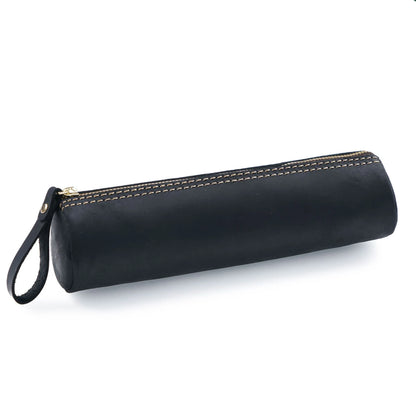 Retro Pen Stationery Pen Case Zipper Cowhide Pen Case Writing Material Bag Handmade Coin Purse Student Stationery Storage Bag