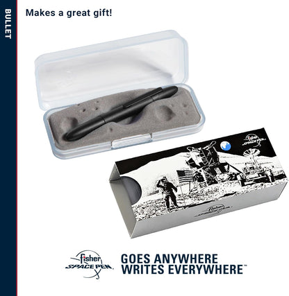 Space Pen | Matte Black Bullet Pen, Pressurized Ballpoint Pen, Compact Size, Writes Upside Down, Extreme Temperatures, Smooth Black Ink, Medium Point, Pocket Clip, Gift Box, Made in the USA