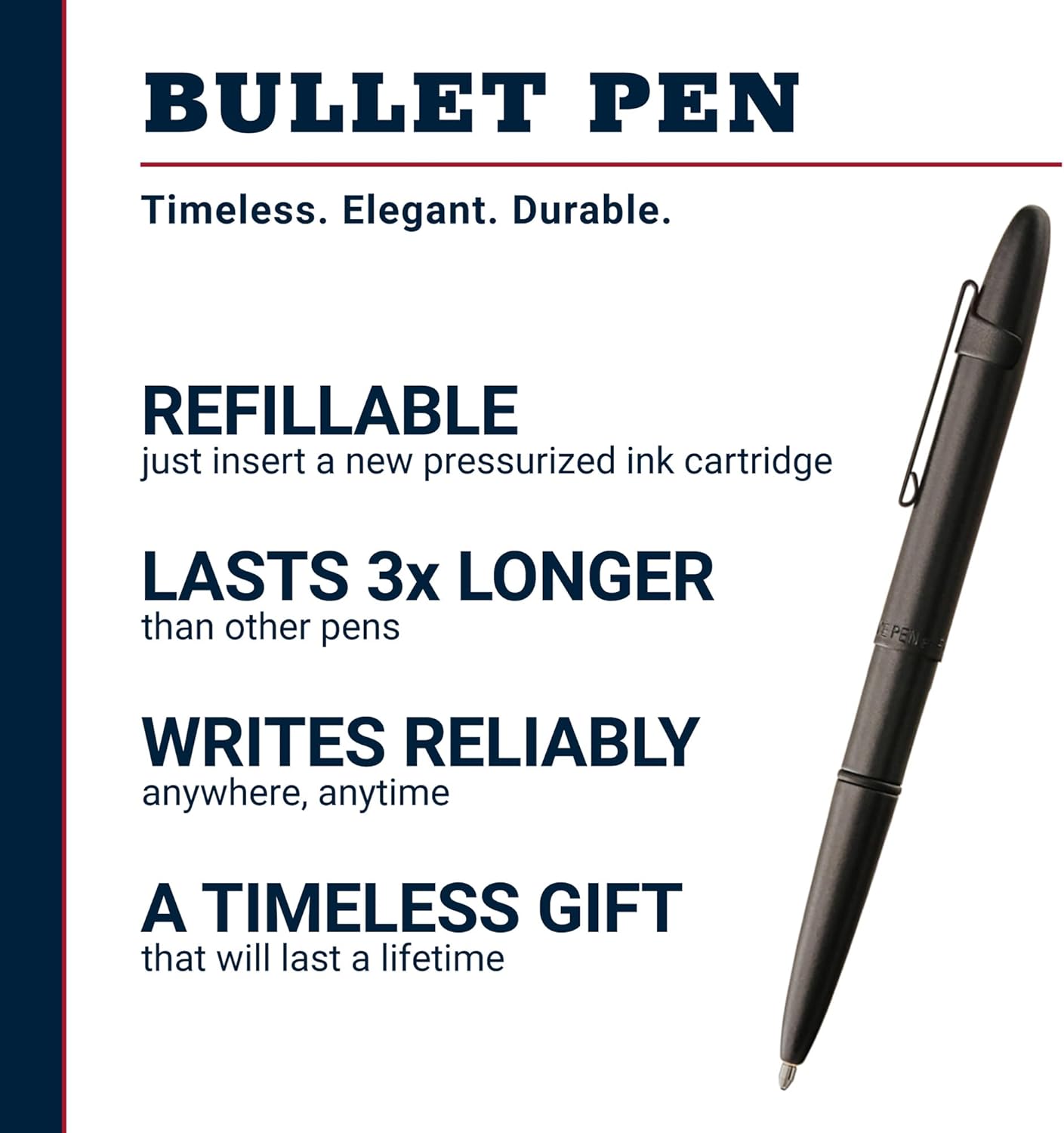 Space Pen | Matte Black Bullet Pen, Pressurized Ballpoint Pen, Compact Size, Writes Upside Down, Extreme Temperatures, Smooth Black Ink, Medium Point, Pocket Clip, Gift Box, Made in the USA
