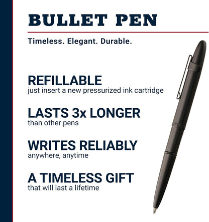 Space Pen | Matte Black Bullet Pen, Pressurized Ballpoint Pen, Compact Size, Writes Upside Down, Extreme Temperatures, Smooth Black Ink, Medium Point, Pocket Clip, Gift Box, Made in the USA