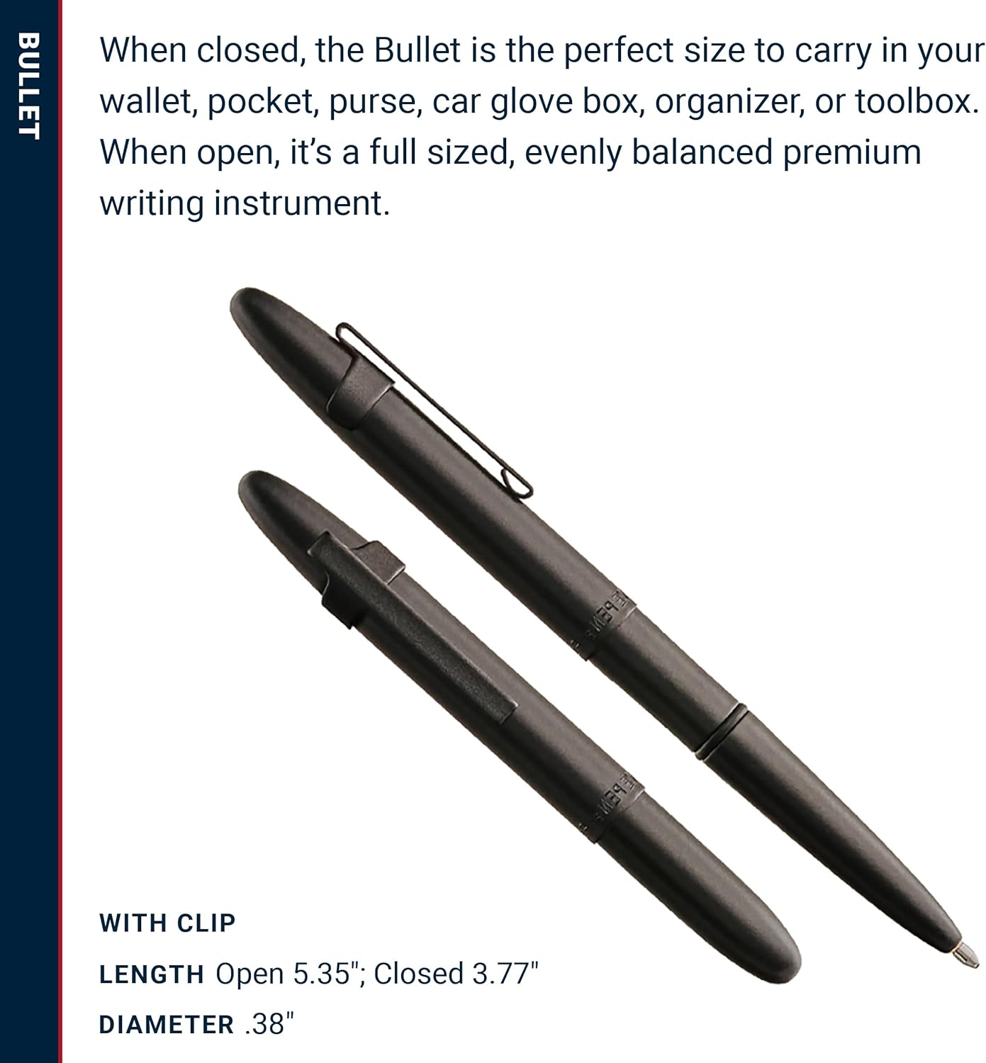 Space Pen | Matte Black Bullet Pen, Pressurized Ballpoint Pen, Compact Size, Writes Upside Down, Extreme Temperatures, Smooth Black Ink, Medium Point, Pocket Clip, Gift Box, Made in the USA