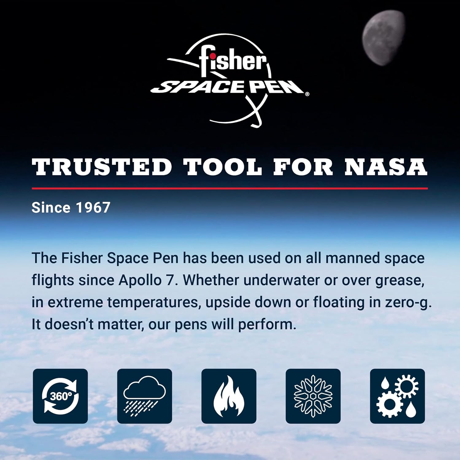 Space Pen | Matte Black Bullet Pen, Pressurized Ballpoint Pen, Compact Size, Writes Upside Down, Extreme Temperatures, Smooth Black Ink, Medium Point, Pocket Clip, Gift Box, Made in the USA