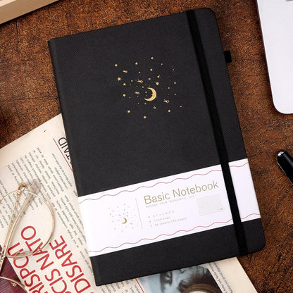 Journal Notebook for Women Men, Hardcover Lined Notebooks Journals for Writing Work Journaling Note Taking Diary with Pen Loop (Black Ruled), Gifts, 5.7" X 8.3", 196 Pages