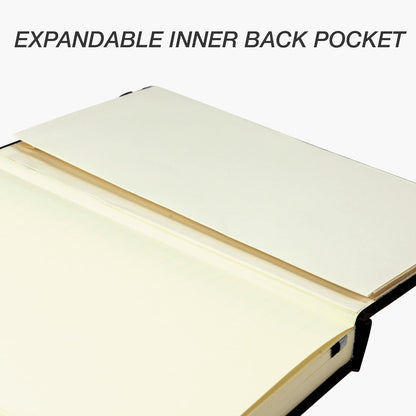 Large Hardcover Notebook, 240 Lined Notebook Pages, Black, 7.5 X 10 Inch