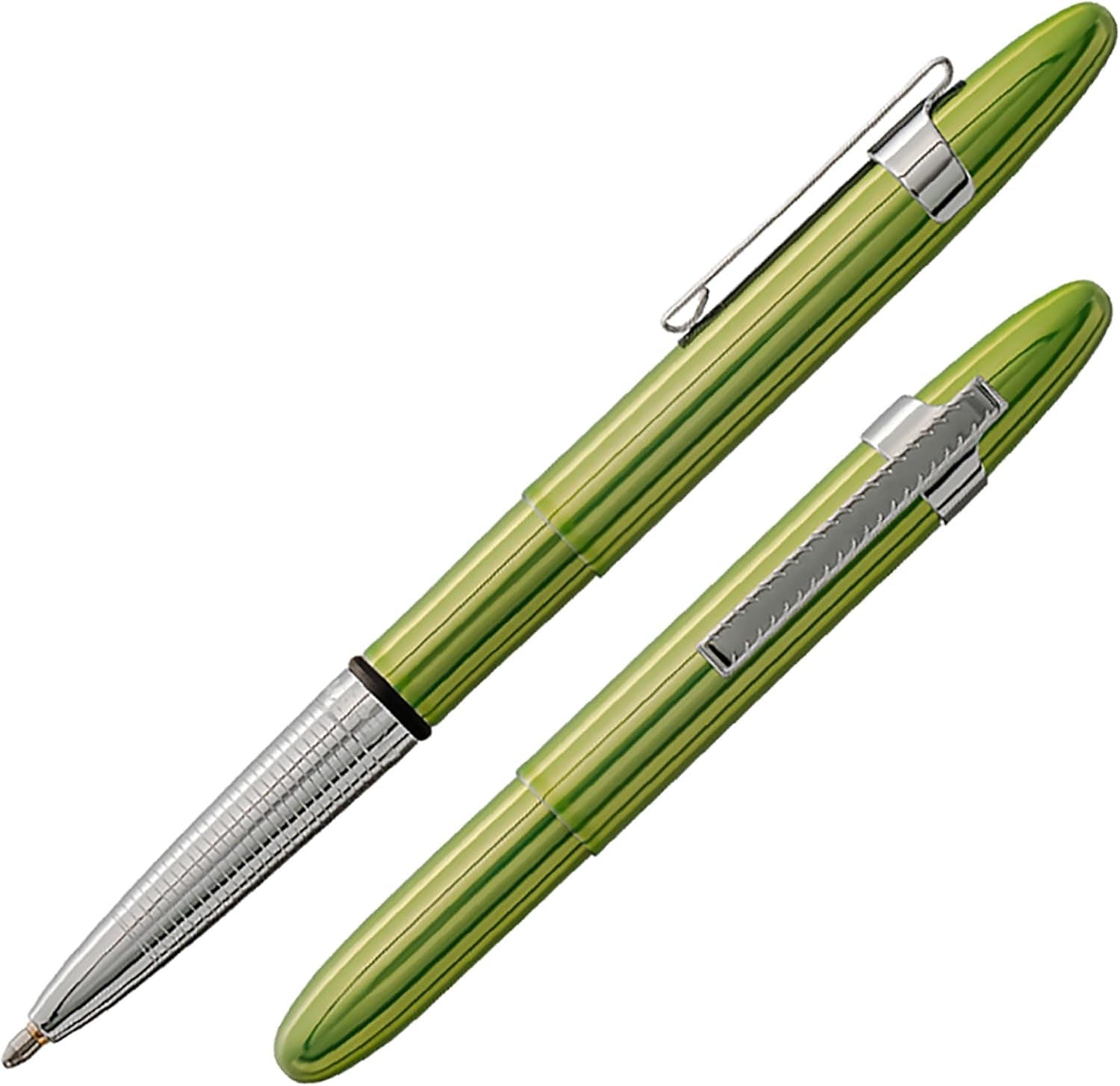 Space Pen  | Aurora Borealis Lime Green Bullet Pen, Pressurized Ballpoint Pen, Compact, Writes Upside Down, Extreme Temperatures, Black Ink, Medium Point, Pocket Clip, Gift Box, Made in USA