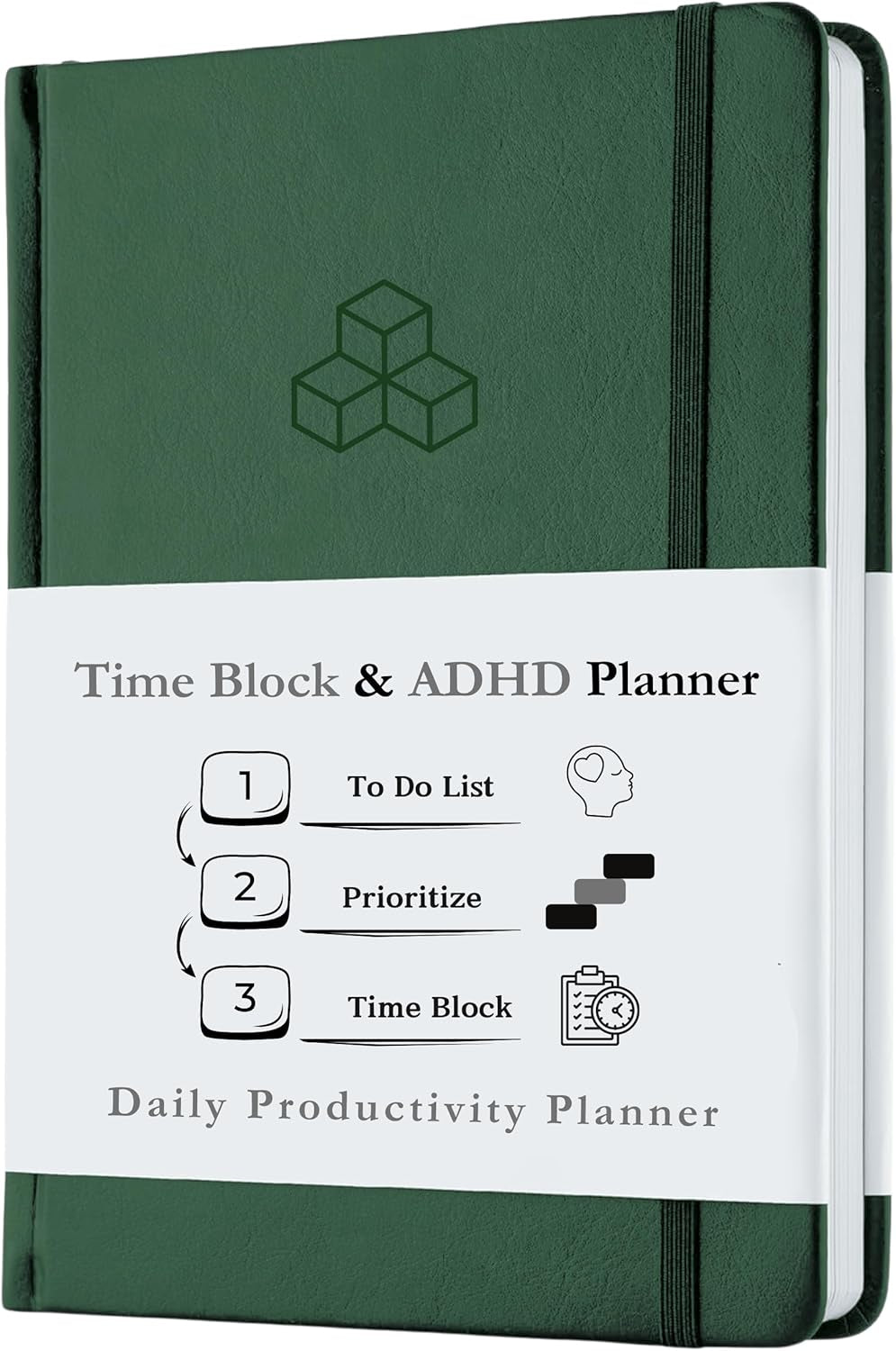 Time Blocking and ADHD Planner by Refine Days. 180 Undated Pages, to Do List, Hourly Schedule, Daily and Monthly Agenda. Time Management & Productivity Notebook. A5 (Green)