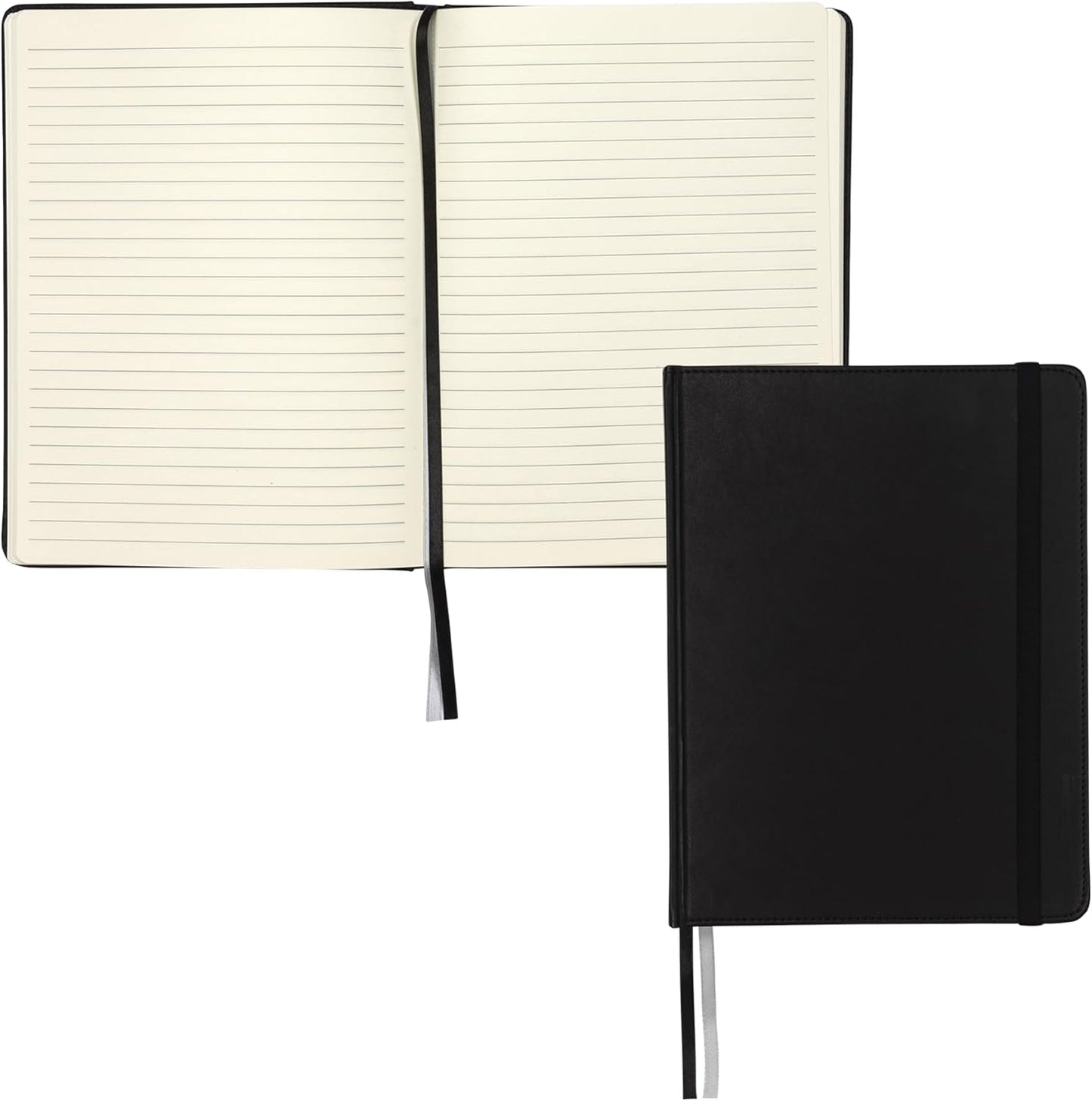 Large Hardcover Notebook, 240 Lined Notebook Pages, Black, 7.5 X 10 Inch